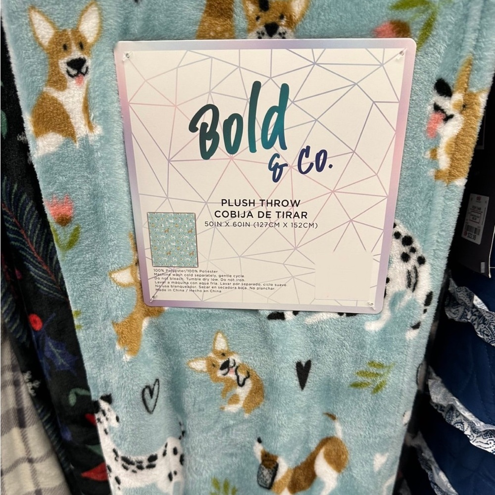 Bold & Co. Plush Throw with Corgi Design